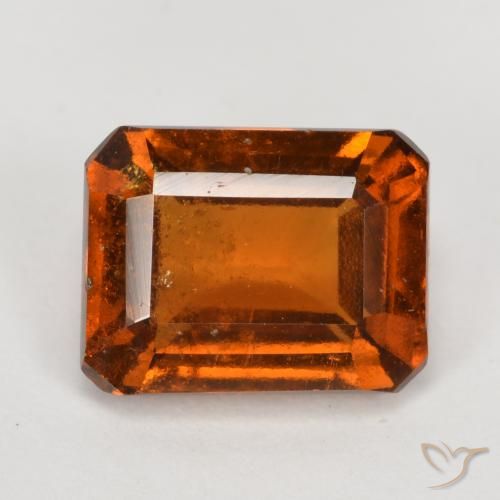 Carat Orange Hessonite Garnet Gemstone Emerald Cut Loose