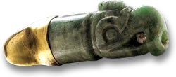 Jade and Gold Aztec Lip Plug