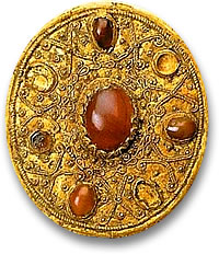 Ancient Scythian Gold and Gemstone Brooch