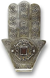 Silver and Gemstone Khamsa Amulet