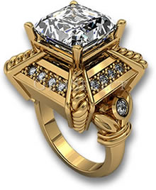 White Gemstone Yellow Gold Engagement Ring