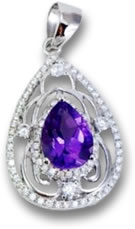 Amethyst, Silver and White Sapphire Pendant