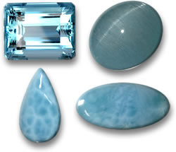 Aquamarine and Larimar Gems