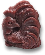 Pyrope Garnet Rooster Carving