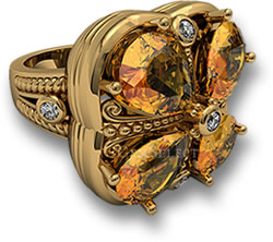 Citrine Floral Design Ring