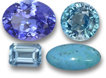 December Birthstones: Tanzanite, Blue Zircon, Blue Topaz and Turquoise
