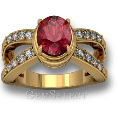 Oval Red Spinel Solitaire Ring