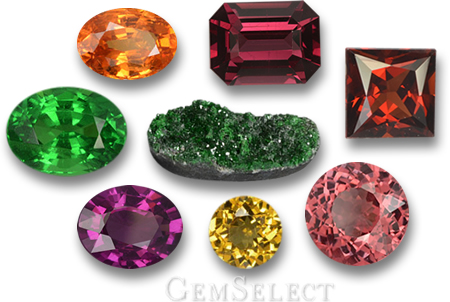 different colors of garnet