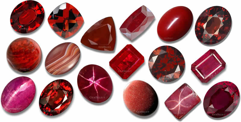 Pierres précieuses rouges : Liste des pierres précieuses et semi-p