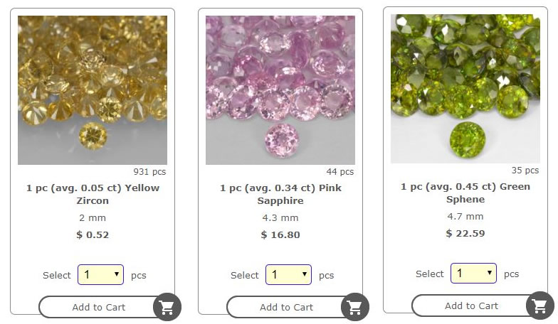 A Photo Displaying our Sell By Piece Gemstone Lots at GemSelect