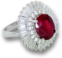 Silver and Ruby Halo Ring