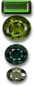 Green Tourmaline and Green Sapphire Gems