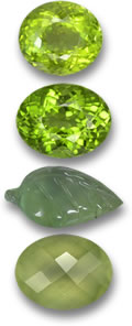 Peridot and Prehnite Gemstones