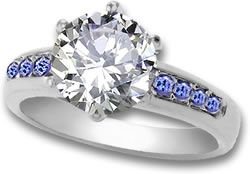 White Sapphire and Tanzanite Ring