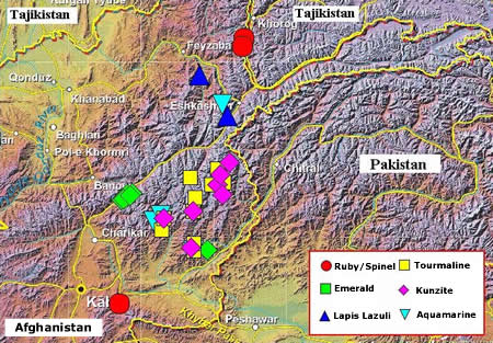 Gemstones from Afghanistan - Location Map