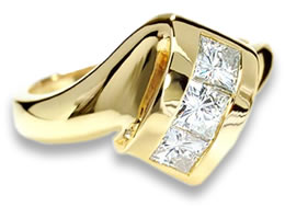 Moissanite in Yellow Gold Ring