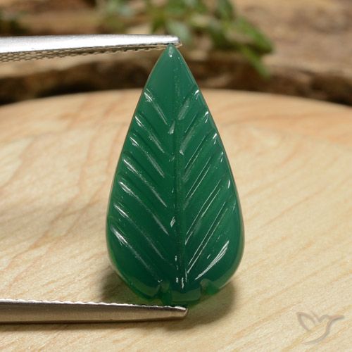 5.23ct Green Agate Gemstone | Carved | 19.9 x 10.3 mm | GemSelect