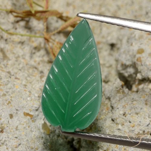 3.62 ct Green Agate, 17.6 x 9.2 mm Carved From India