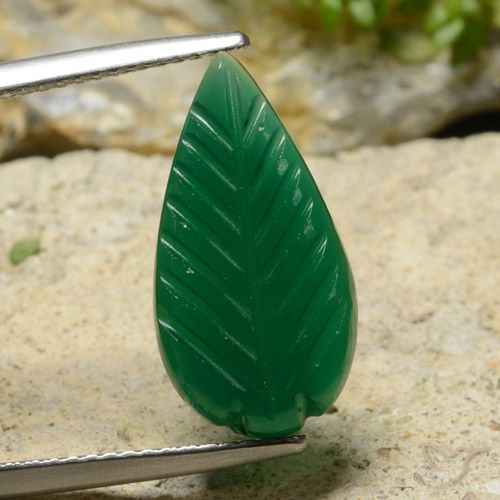 4.96 ct Green Agate, 18.2 x 9.5 mm Carved From India