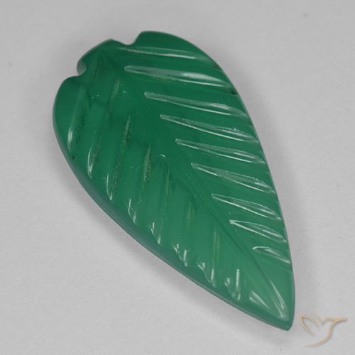 Verde medio Ágata Gema - 2.2ct Leaf de fantasÃa tallada (ID: 501175)