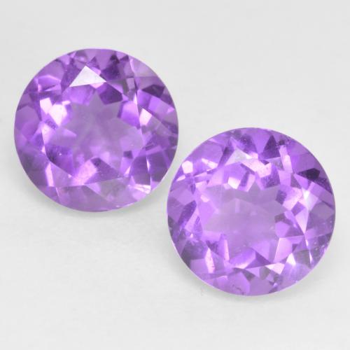 Violet Amethyst 1.2ct (2 pcs) Round from Brazil Gemstones