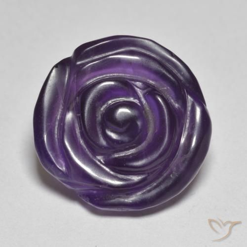 Viola scuro Ametista Gem - 11.9ct Rosa intagliata (ID: 595048)