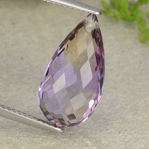 Bi-color Ametrine Gem - 7.7ct Briolette with Hole (ID: 484452)