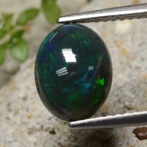 1.57ct Oval Cabochon Black Opal from Ethiopia, Dimension 10 x 7.7mm