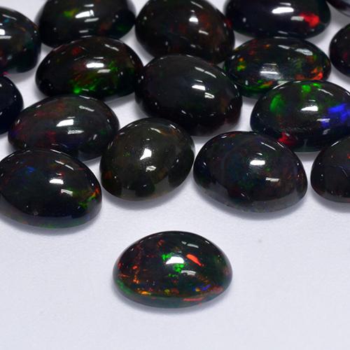 1 Pc Ctw Oval Kaboshon Mnogocvetnyj Chernyj Opal