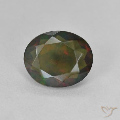 Pietra preziosa di opale nero sciolto a taglio ovale da 1,24 ct