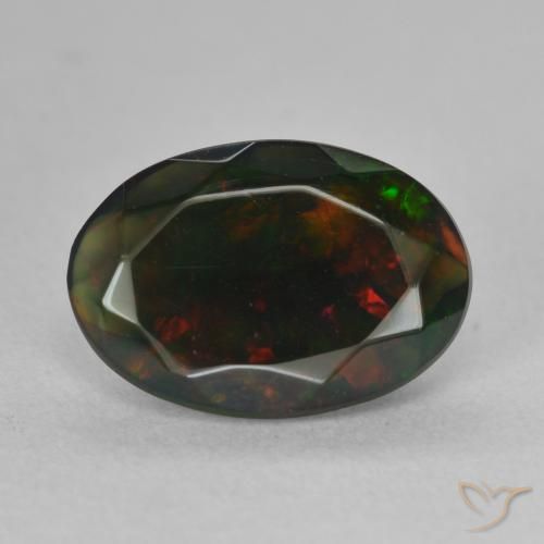 1.44 ct Loose Oval Cut Black Opal, 11.5 x 7.9 mm From Ethiopia