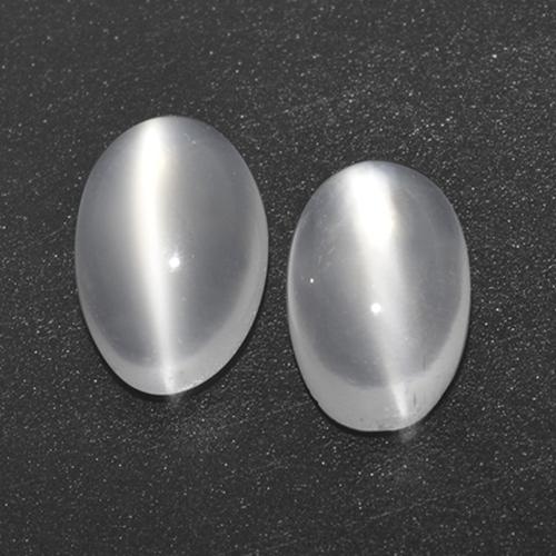 0 7 Carat 2 Pcs Blanc Oeil De Chat De La Pierre De Lune Gemmes De Inde