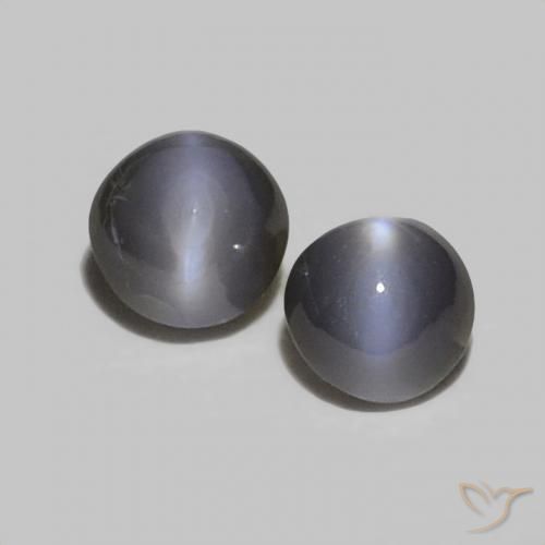 0.44ctw Round Gray Chrysoberyl Cat's Eye Gemstones for Sale, 2 pieces 3 ...