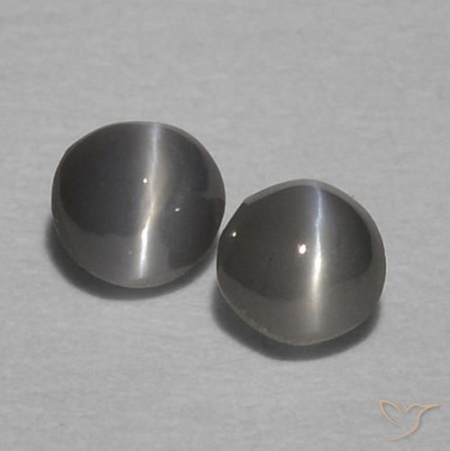 0.35ctw Round Gray Chrysoberyl Cat's Eye Gemstones for Sale, 2 pieces 3 ...