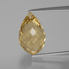 Dorato chiaro Citrino Gem - 6.9ct Taglio briolette con foro (ID: 367213)