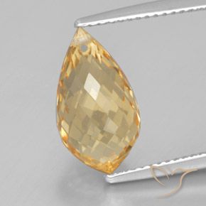 Yellowish Gold Citrine Gem - 5.1ct Briolette with Hole (ID: 367738)