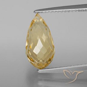 Naranja dorado Citrina Gema - 3.9ct Corte Briolette con Agujero (ID: 367894)