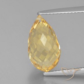 Gold Citrine Gem - 6.1ct Briolette with Hole (ID: 367988)