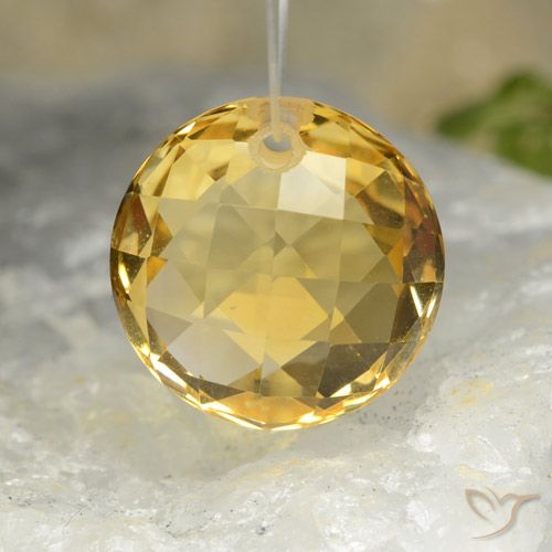 Arancio dorato Citrino Gem - 7.7ct Round Drilled Checkerboard (Double Sided) (ID: 477485)
