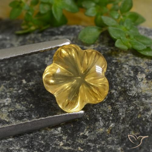 Deep Yellow 黄水晶 Gem - 1.7ct 花雕刻 (ID: 480027)
