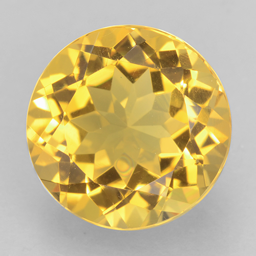 Loose 6.3 ct Round Golden Citrine Gemstone for Sale, 12 mm | GemSelect