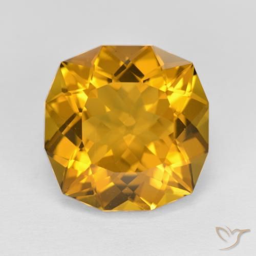 7.83 克拉黄色黄水晶宝石| 异形| 12.8 x 12.7 mm | GemSelect