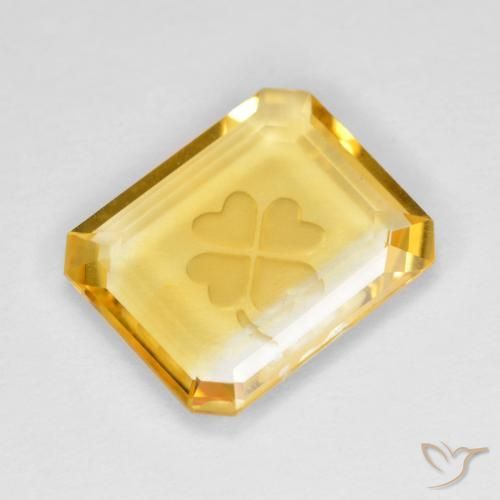Medium Gold Citrino Gem - 3.3ct Carved Octagon (ID: 602695)