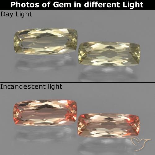 Jaune très clair Diaspore Couleur Changeant gemme - 1.3ct Coussin-coupe (ID: 451570)