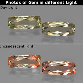 Amarillo dorado muy claro Diásporo con Cambio de Color Gema - 1.3ct Corte en Forma Cojín (ID: 451601)