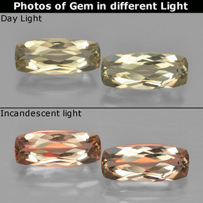 Amarillo muy claro Diásporo con Cambio de Color Gema - 1.5ct Corte en Forma Cojín (ID: 451605)