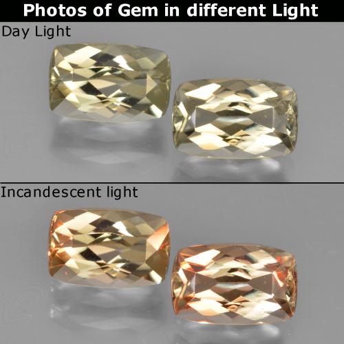 Warm Yellow Диаспор, Меняющий Цвет Камень - 1.3ct Огранка Подушечка (ID: 451657)
