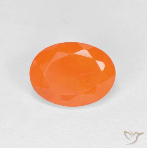 Orange moyen Opale de Feu gemme - 0.8ct Ovale facette (ID: 592296)