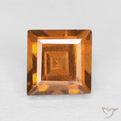 Yellowish Orange Hessonite Garnet Gem - 0.9ct Square Facet (ID: 621643)