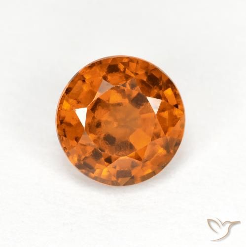 深橙色 钙铝榴石 Gem - 1ct 圆形切面 (ID: 621774)